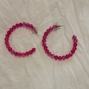 Jcrew Pink Beaded Hoop Earrings